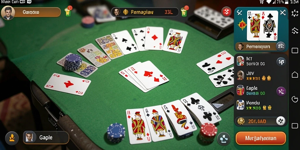 Tampilan gameplay Gaple yang seru dan mendebarkan.
