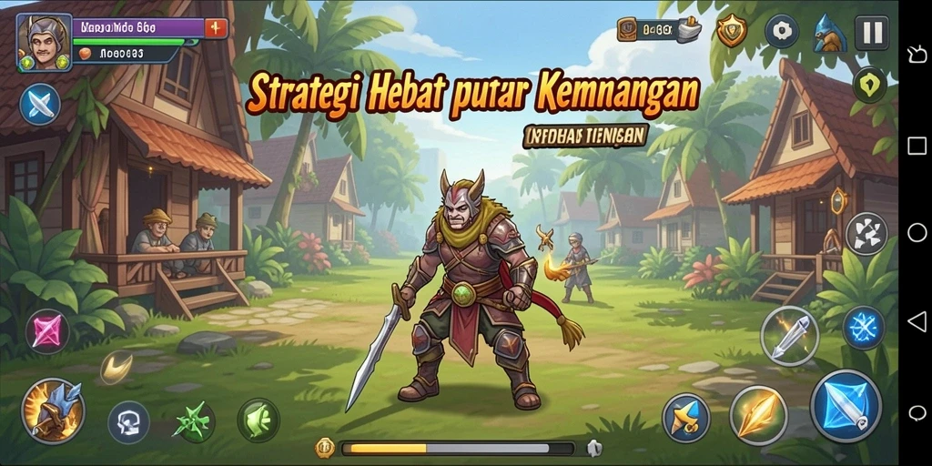 Screenshot utama menunjukkan aksi strategis dalam permainan SLG.