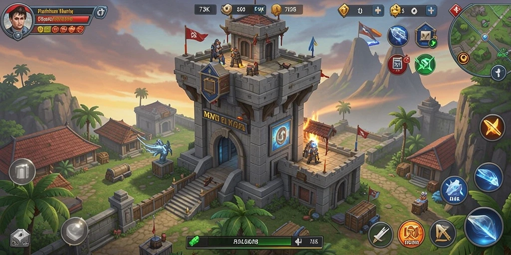Screenshot gameplay 73K yang menampilkan aksi Tower Defense yang mendebarkan.
