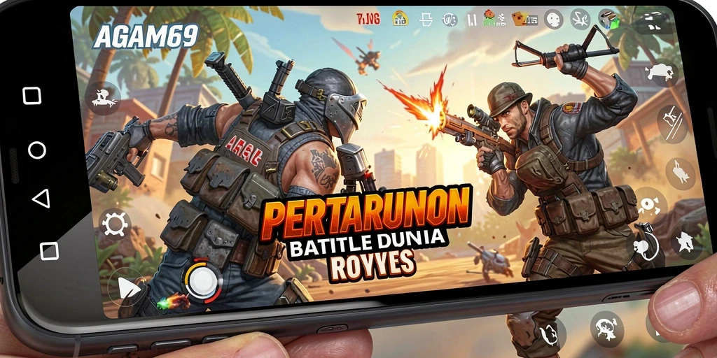 Screenshot AGAM69 menampilkan aksi intens dalam pertempuran Battle Royale.