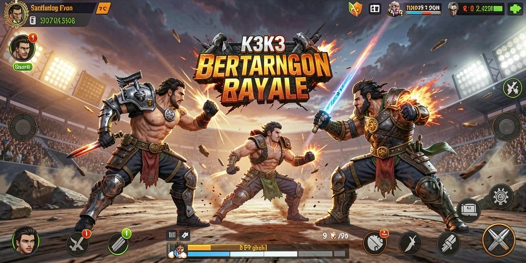 Screenshot gameplay K3K3 menampilkan aksi pertempuran yang mendebarkan.