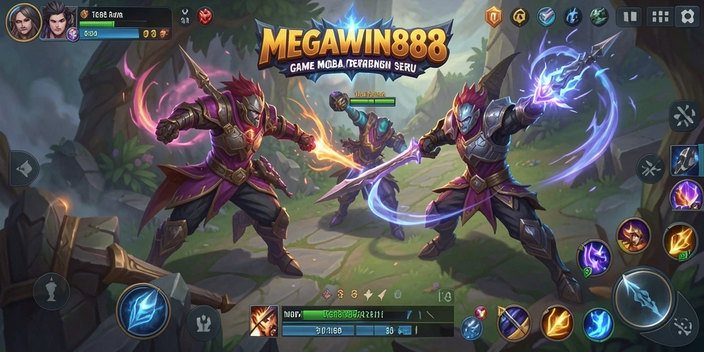 Screenshot gameplay MEGAWIN888 menampilkan pertarungan seru antar tim.
