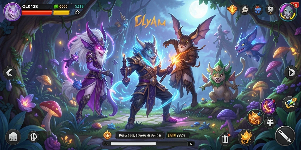 Tampilan gameplay seru OLX128 dalam dunia indah.
