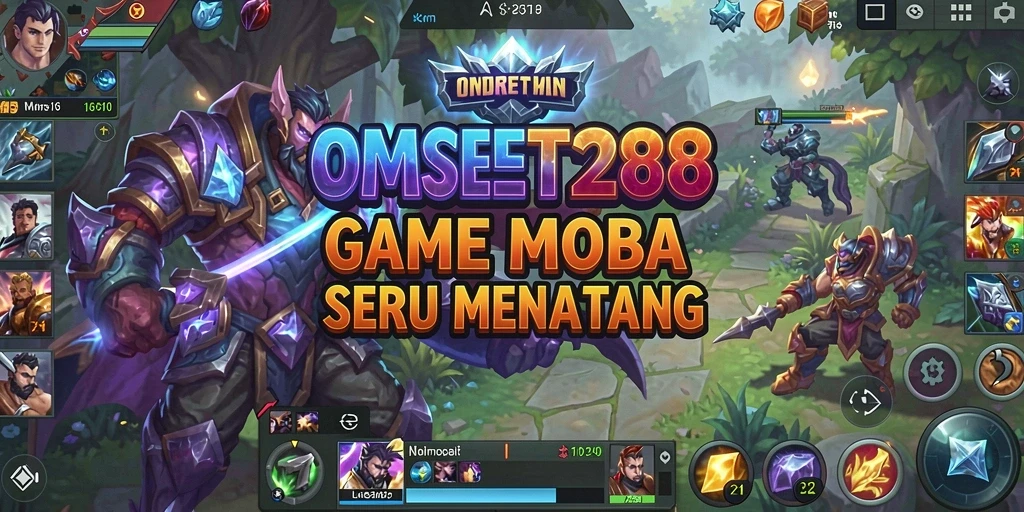 Screenshot gameplay OMSET288 dengan aksi seru dalam pertempuran MOBA.