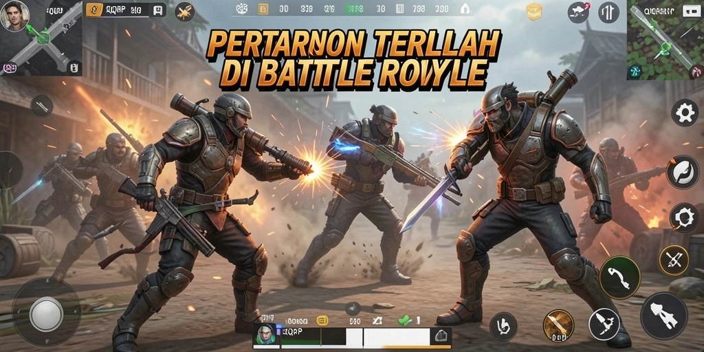 Screenshot utama QQRP menampilkan pertarungan intens dalam arena Battle Royale.