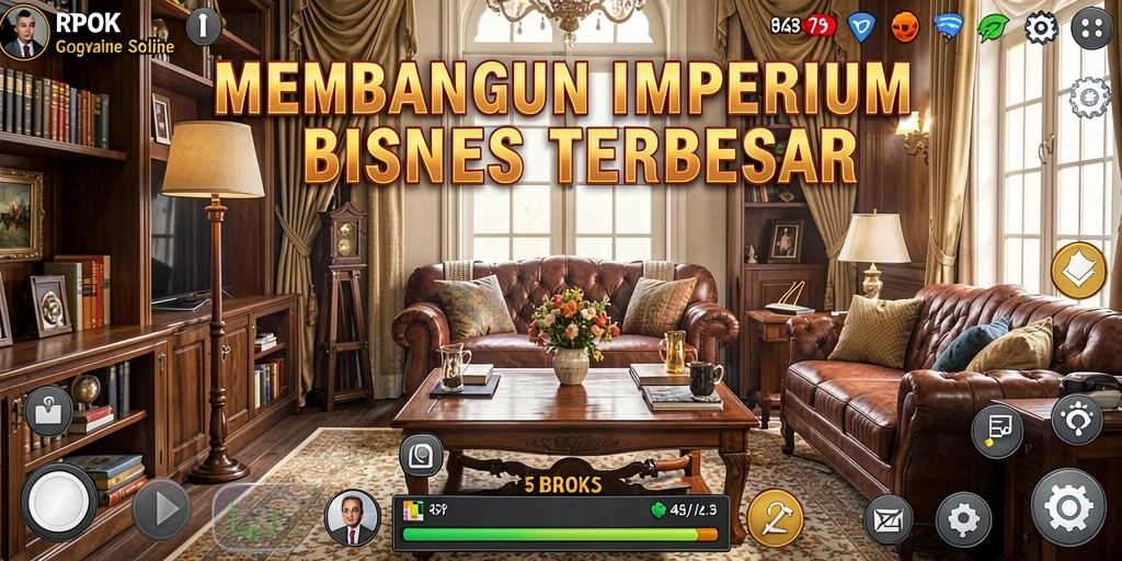 Tampilan gameplay RPOK menampilkan aktivitas membangun bisnis yang menarik.