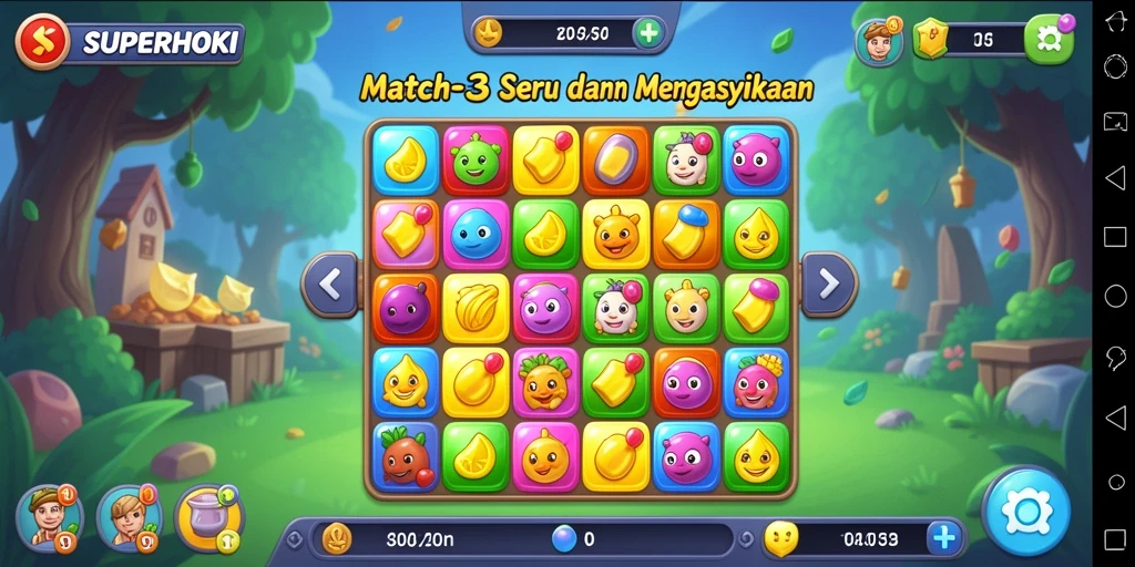 Tampilan gameplay SUPERHOKI yang seru dan penuh warna.